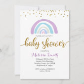 Paarse Rainbow baby shower Uitnodigingskaart Kaart (Voorkant)