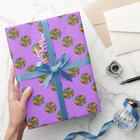 Paarse Rainbow Lollipop Lollies Snoep Store Snoepj Cadeaupapier (Geschenken)