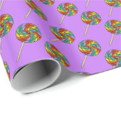 Paarse Rainbow Lollipop Lollies Snoep Store Snoepj Cadeaupapier (Rol Hoek)