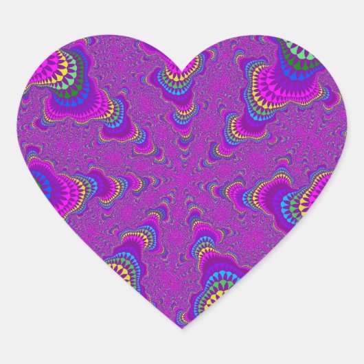 Paarse Rainbow Starburst Heart Stickers (Voorkant)