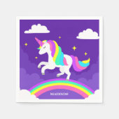 Paarse Rainbow Unicorn Persoonlijke naam Magisch Servet (Voorkant)