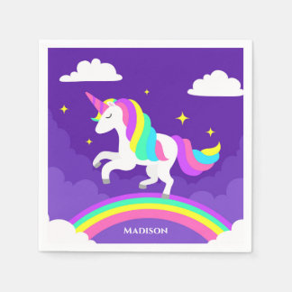 Paarse Rainbow Unicorn Persoonlijke naam Magisch Servet