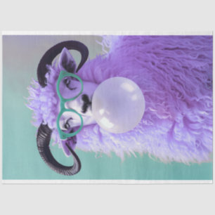 Paarse Ram Blowing Bubble Gum Decouapge Tissuepapier