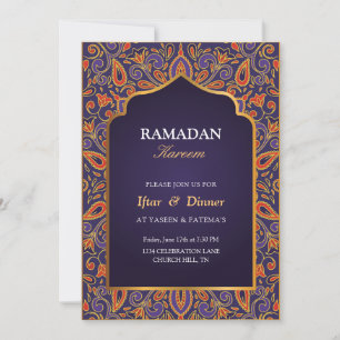 paarse ramadan Iftar-uitnodiging Kaart