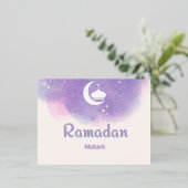 Paarse Ramadan mubark Folie Feestdagen Briefkaart (Staand Voorkant)