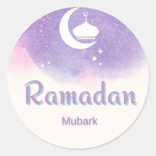 Paarse Ramadan mubark Ronde Sticker (Voorkant)