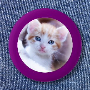 Paarse Rand Familie Foto Ronde Button 5,7 Cm