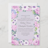 Paarse Ranunculus Anenome Floral Wreath Wedding Kaart (Voorkant)