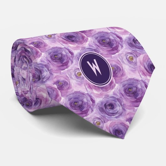 Paarse Ranunculus Floral Stropdas (Opgerold)