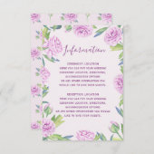 Paarse Ranunculus Lente Bruiloft Informatie Kaarte Informatiekaartje (Voorkant / Achterkant)