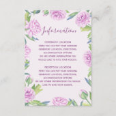 Paarse Ranunculus Lente Bruiloft Informatie Kaarte Informatiekaartje (Voorkant)