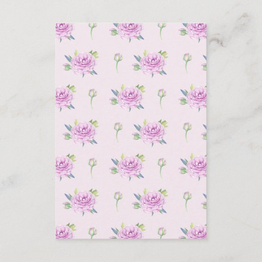 Paarse Ranunculus Lente Bruiloft Informatie Kaarte Informatiekaartje (Achterkant)