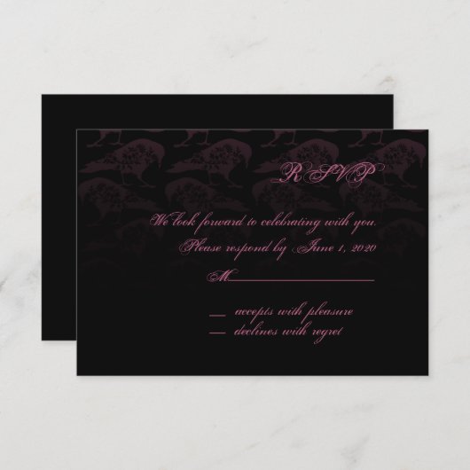 Paarse Raven Gothic Response Kaart (Voorkant / Achterkant)