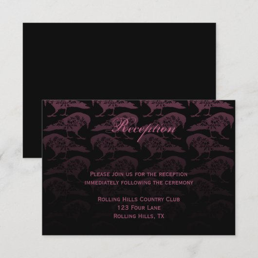 Paarse Raven Gothic Wedding Reception Kaart (Voorkant / Achterkant)