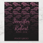 Paarse Raven Gotische bruiloft wijn label Etiket (Enkel label)