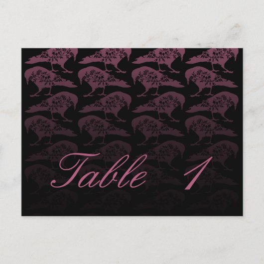 Paarse Raven Gotische Trouwtafel nummer Briefkaart (Voorkant)
