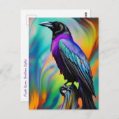 Paarse Raven, noordelijke lichtachtergrond Briefkaart (Voorkant / Achterkant)