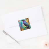 Paarse Raven, noordelijke lichtachtergrond Vierkante Sticker (Envelop)