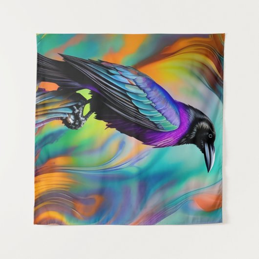 Paarse Raven, noordelijke lichtachtergrond Wandkleed (Voorkant (horizontaal))