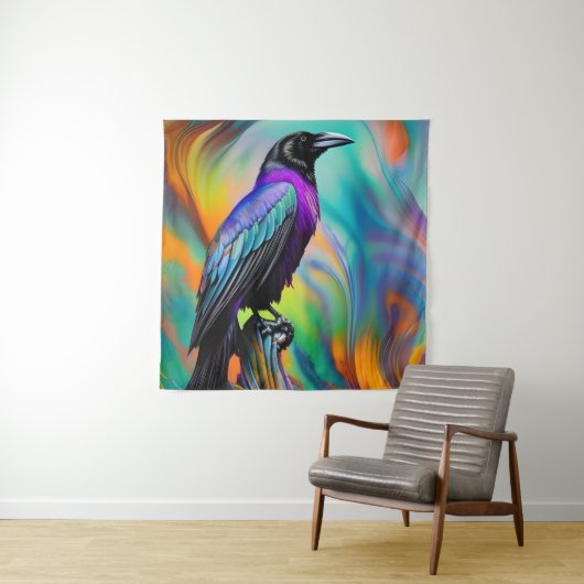 Paarse Raven, noordelijke lichtachtergrond Wandkleed (In situ)