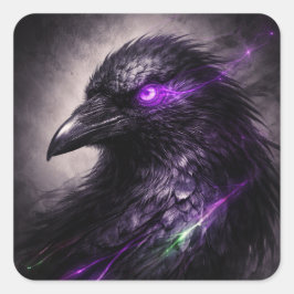 Paarse Raven Sticker – Donkere Gotische Esthetiek