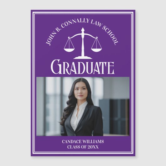 Paarse Recht School Foto Afstuderen Magnet Kaart (Voorkant)