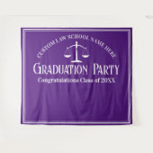 Paarse Rechten School Afstudeerfeest Fotocabine Wandkleed (Voorkant (horizontaal))