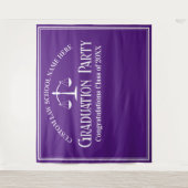 Paarse Rechten School Afstudeerfeest Fotocabine Wandkleed (Voorkant)