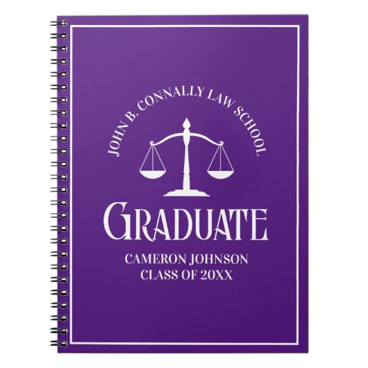 Paarse Rechtenschool Afstuderen gepersonaliseerd A Notitieboek (Voorkant)
