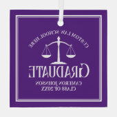 Paarse Rechtenschool Afstuderen Kerst Glas Ornament (Achterkant)