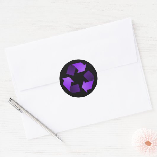 Paarse recyclageindicator ronde sticker (Envelop)