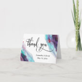 Paarse Red Aqua Waterverf Moderne Dank u Bedankkaart (Voorkant)
