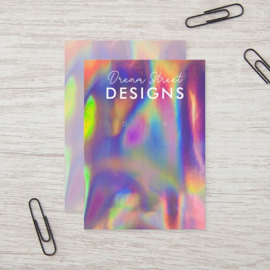 Paarse Red Faux Holo oorring Kaart Visitekaartje (Voorkant / Achterkant in situ)