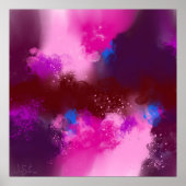Paarse Red Violet Magenta Blue Abstract Art Print (Voorkant)