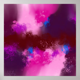 Paarse Red Violet Magenta Blue Abstract Art Print