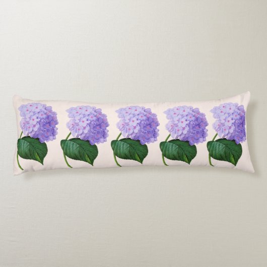 Paarse Redoute Hydrangeas Lichaamskussen (Achterkant)