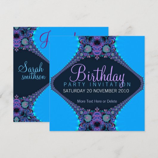 Paarse Reef Party verjaardagsuitnodiging Kaart (Voorkant / Achterkant)