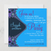 Paarse Reef Party verjaardagsuitnodiging Kaart (Achterkant)