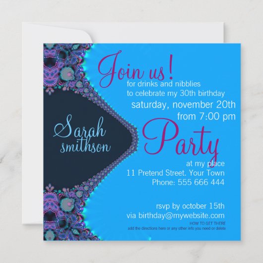 Paarse Reef Party verjaardagsuitnodiging Kaart (Achterkant)