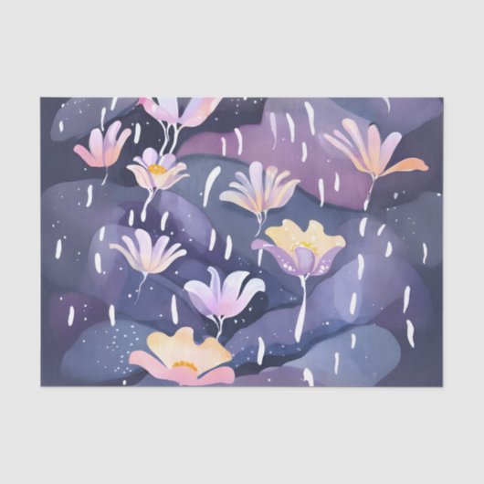 Paarse Regen Bloementuin Decoupage Tissuepapier (Voorkant)