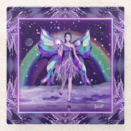 Paarse regen Fairy Glass Coaster Glazen Onderzetter