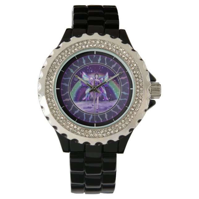 Paarse regen Fairy Watch Horloge (Voorkant)