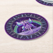 Paarse regen ronde kartonnen onderzetter (Gebogen)