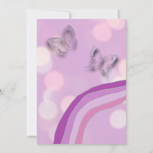 Paarse regenboog en vlinders meisje Baby shower Kaart (Achterkant)