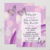 Paarse regenboog en vlinders meisje Baby shower Kaart (Voorkant / Achterkant)
