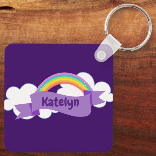  Paarse regenboog, gepersonaliseerd meisje Sleutelhanger (Achterkant)