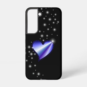 Paarse Regenboog Hart met Sterren op zwart Samsung Galaxy Hoesje