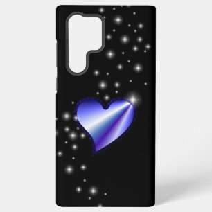 Paarse Regenboog Hart met Sterren op zwart Samsung Galaxy Hoesje
