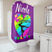 PAARSE REGENBOOG IK HOU VAN GYMNASTIEK DESIGN DOUCHEGORDIJN (In situ)