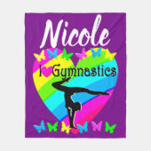 PAARSE REGENBOOG IK HOU VAN GYMNASTIEK DESIGN FLEECE DEKEN (Voorkant)